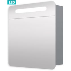 Zrcadlová skříňka s osvětlením Naturel Iluxit 60x65 cm MDF šedostříbrná GALPIR60LED