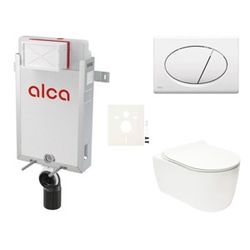 Závěsný set WC Glacera ALFA rim-ex, nádržka Alcaplast Renovmodul, tlačítko bílé SIKOAA1