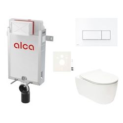 Závěsný set WC Glacera ALFA rim-ex, nádržka Alcaplast Renovmodul, tlačítko bílé SIKOAA7