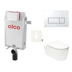 Závěsný set WC Glacera ALFA rim-ex, nádržka Alcaplast Renovmodul, tlačítko chrom lesk SIKOAA8