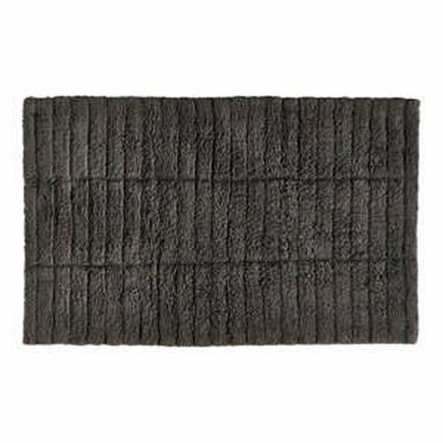 Tmavě šedá bavlněná koupelnová předložka Zone Tiles, 80 x 50 cm