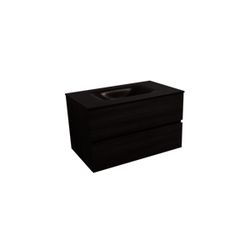 Koupelnová skříňka s umyvadlem černá mat Naturel Verona 86x51,2x52,5 cm tmavé dřevo VERONA86CMTD