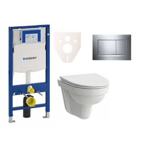 Závěsný set WC Laufen Pro Nordic + modul Geberit Duofix s tlačítkem Sigma 30 (chrom lesk) SIKOGES3H6