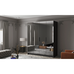 Šatní skříň SALVADOR 200 III - černá/černé úchytky