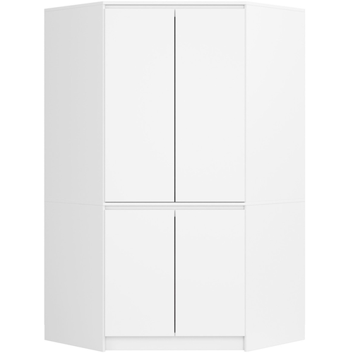 Rohová šatní skříň S100 4D CLP - bílá