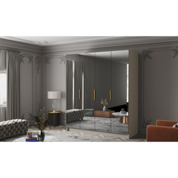 Šatní skříň SALVADOR 200 III - béžová/zlaté úchytky