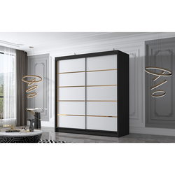 Šatní skříň BALI IV 180 cm - černá/bílá