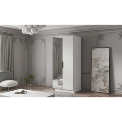 Šatní skříň BODRUM 100 II - bílá/černé úchytky