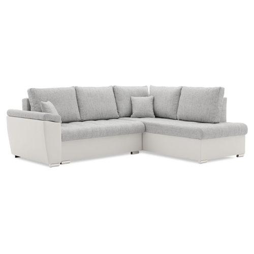 Rozkládací rohová sedací souprava VEGAS 245/190 Světle šedá/bílá eko-kůže Pravá