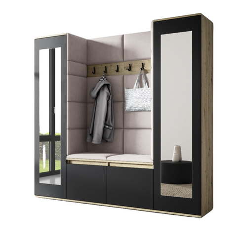 Předsíňová stěna AMI 31 Bez zrcadla Dub artisan + černá Mátová