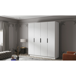 Šatní skříň SALVADOR 200 I - bílá/černé úchytky