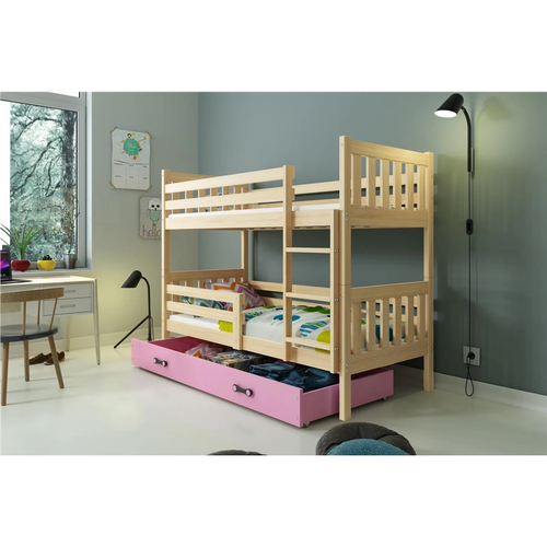 Dětská patrová postel CARINO 190x80 cm Ružové Bílá