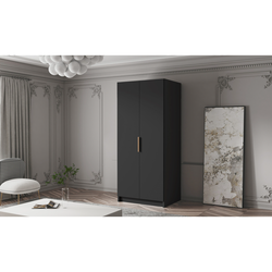 Šatní skříň BODRUM 100 I - černá/zlaté úchytky