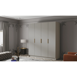 Šatní skříň SALVADOR 200 I - béžová/zlaté úchytky