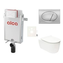 Závěsný set WC Glacera ALFA rim-ex, nádržka Alcaplast Renovmodul, tlačítko chrom mat SIKOAA3