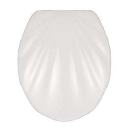 Bílé WC sedátko se snadným zavíráním Wenko Premium Sea Shell, 45,5 x 38 cm