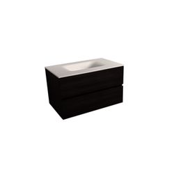 Koupelnová skříňka s umyvadlem bílá mat Naturel Verona 66x51,2x52,5 cm tmavé dřevo VERONA66BMTD