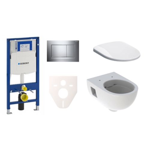 Závěsný set WC Geberit Selnova + modul Geberit Duofix s tlačítkem Sigma 30 (chrom lesk)