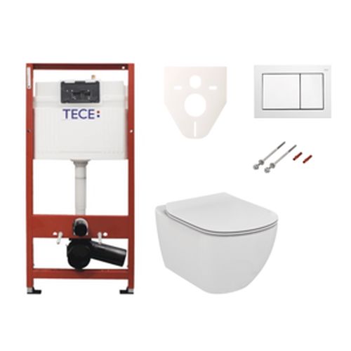 Závěsný set WC Ideal Standard TESI + modul TECE s tlačítkem TECEbase (bílá) SIKOTSF0