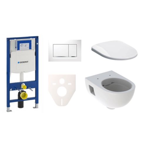 Závěsný set WC Geberit Selnova + modul Geberit Duofix s tlačítkem Sigma 30 (bílá mat)