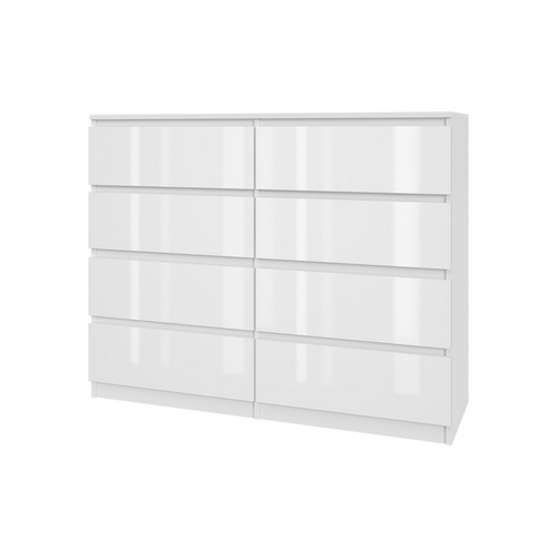 Komoda 120/8 - bílý lesk