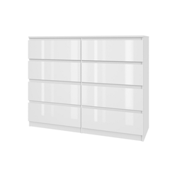 Komoda 120/8 - bílý lesk