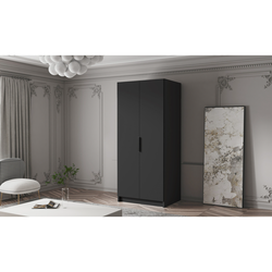 Šatní skříň BODRUM 100 I - černá/černé úchytky