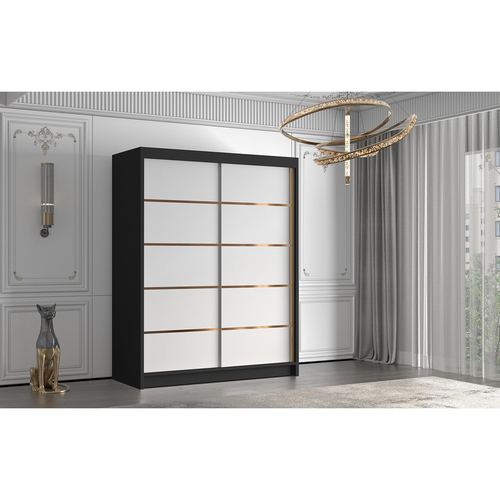 Šatní skříň FLAVIO IV 150 cm - černá/bílá