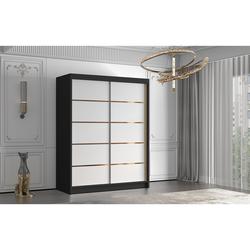 Šatní skříň FLAVIO IV 150 cm - černá/bílá