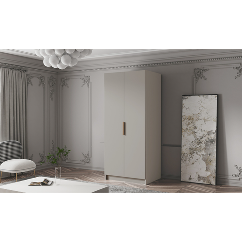 Šatní skříň BODRUM 100 I - béžová/zlaté úchytky