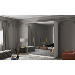 Šatní skříň SALVADOR 200 III - bílá/zlaté úchytky