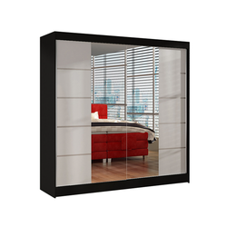 Šatní skříň BASTI V šířka 200 cm -  černá/bílá