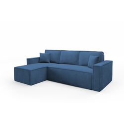 Rozkládací rohová sedací souprava BASIC Levá Modrá