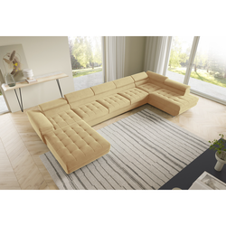 Rohová rozkládací sedací souprava BENJAMIN 275 U XL Pravá Žlutá