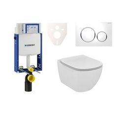Závěsný set WC Ideal Standard TESI rimless, nádržka Geberit Kombifix, tlačítko bílé 110.302.00.5NE4